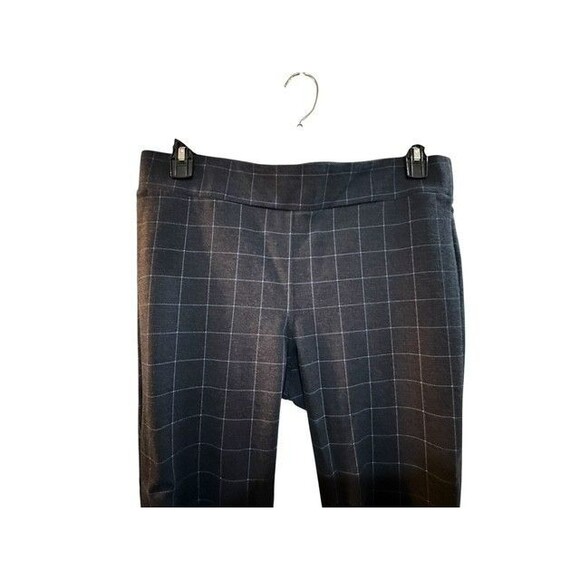 Loft Womens Pants Size Large Blue Window Pane Plaid Pull On Stretch Straight Leg - Picture 3 of 7